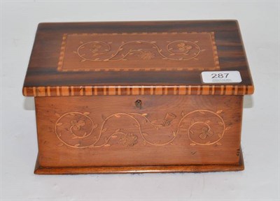 Lot 287 - A Killarney marquetry inlaid correspondence box inscribed 'Lakes of Killarney' to the lid, 23cm...