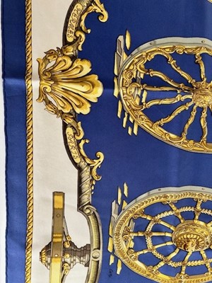Lot 1075 - Hermès Silk Scarf Les Roues de Canon Designed...