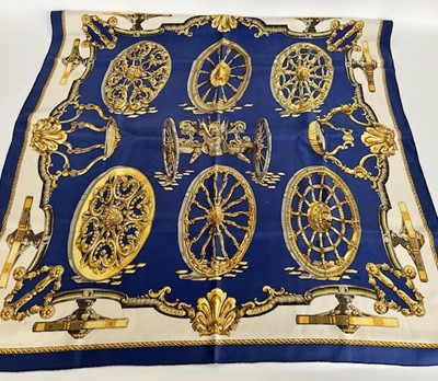 Lot 1075 - Hermès Silk Scarf Les Roues de Canon Designed...