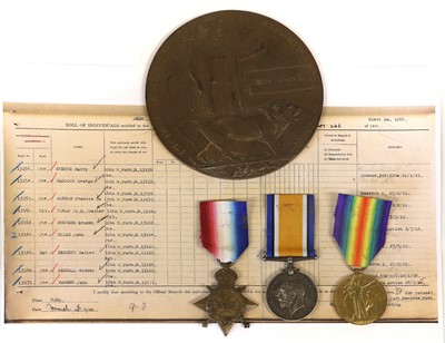 Lot 53 - A First World War Casualty Group, awarded to...