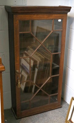 Lot 1440 - An Oak Astragal Glazed Hanging Cupboard, 59cm...