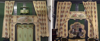 Lot 1235 - Two Pairs of Decorative Dark Cream Striped and...