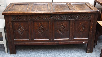 Lot 1357 - An 18th Century Four Panel Coffer, the front...