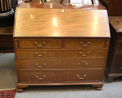 Lot 1454 - A George III Inlaid Mahogany Bureau, 114cm by...