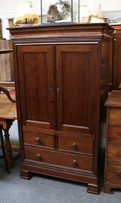 Lot 1459 - A French Cherrywood Two Door Cabinet, with two...