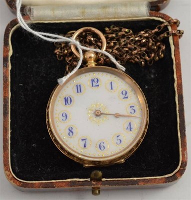 Lot 305 - A pocket watch stamped ";K14"; on chain