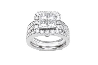 Lot 2261 - A Diamond Ring four princess cut diamonds...