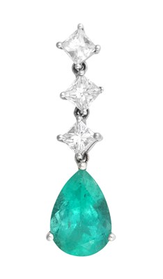 Lot 2225 - An Emerald and Diamond Pendant, by Iliana...