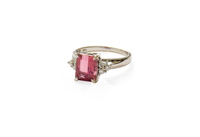 Lot 473 - An 18 Carat White Gold Tourmaline and Diamond...