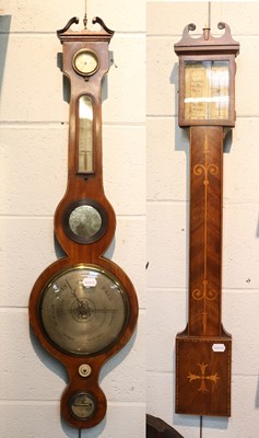 Lot 1408 - A Mahogany Stick Barometer, the mercury...