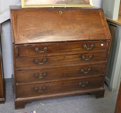 Lot 1528 - A George III Mahogany Bureau, 117cm by 59cm by...