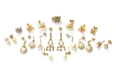 Lot 370 - A Quantity of Earrings, including diamond...