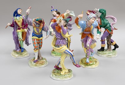 Lot 398 - A Set of Six Volkstedt Porcelain Commedia Dell'...