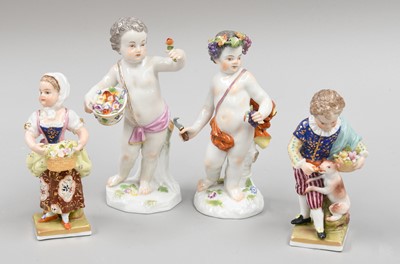 Lot 294 - A Pair of Meissen Porcelain Figures, 20th...