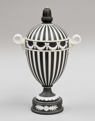 Lot 285 - A Wedgwood Black Dipped Jasper Vase and Cover,...