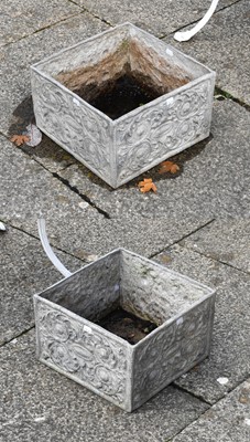 Lot 1284 - A Pair of Square Section Lead Planters, 35cm...