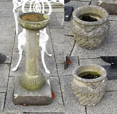 Lot 1285 - A Weathered Sandstone Birdbath, 120cm high,...