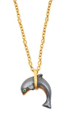 Lot 2244 - A Dolphin Pendant on Chain, by Cartier the...