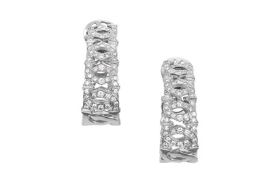 Lot 2253 - A Pair of Diamond Hoop Earrings, by Cartier...