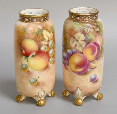 Lot 175 - A Pair of Royal Worcester Porcelain Vases,...