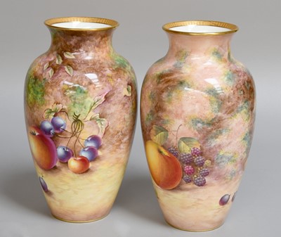 Lot 181 - A Pair of Royal Worcester Porcelain Vases,...