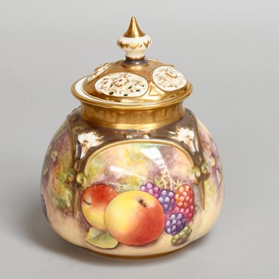 Lot 185 - A Royal Worcester Porcelain Potpourri Jar and...