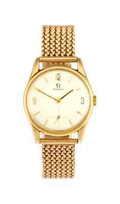 Lot 2168 - Omega: A 9 Carat Gold Wristwatch, signed Omega,...