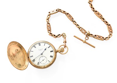 Lot 371 - A 9 Carat Gold Full Hunter Elgin pocket watch,...