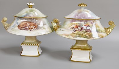 Lot 194 - Two Caverswall Porcelain Pedestal Urns and...