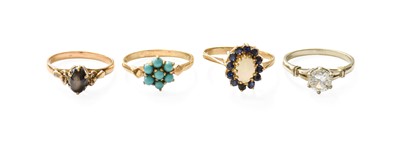 Lot 499 - Four Gem-Set Rings, including a 9 carat gold...