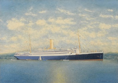 Lot 1265 - A* E* Morris Study of an Oceanliner Signed,...