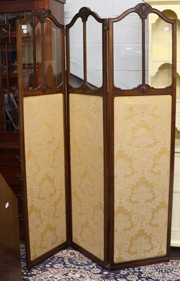 Lot 1486 - A Mahogany Three Fold Dressing Screen,...