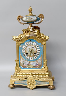 Lot 342 - A French Gilt Metal and Porcelain Striking...