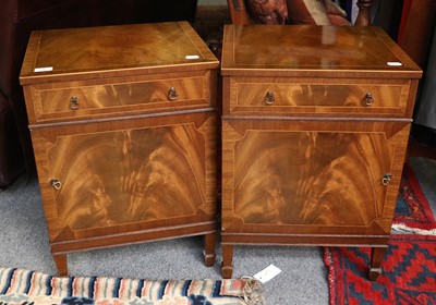 Lot 1363 - A Pair of Reproduction Crossbanded Mahogany...