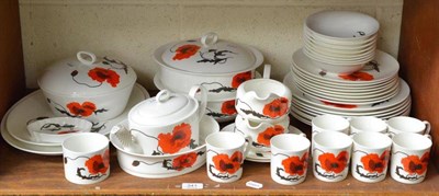 Lot 341 - A Wedgwood Susie Cooper corn-poppy design part tea and dinner service