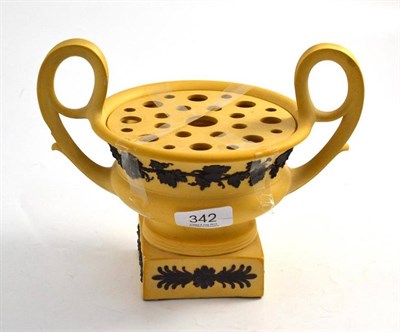 Lot 342 - Early 19th century Wedgwood jasper ware posy vase with buff yellow ground