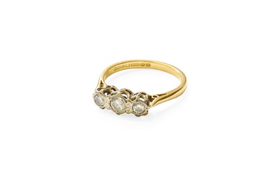 Lot 381 - An 18 Carat Gold Diamond Three Stone Ring, the...