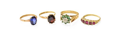 Lot 386 - Four Gem-Set Rings, comprising of a 9 carat...