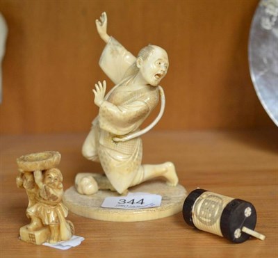 Lot 344 - Carved ivory figure (a.f.) and another smaller