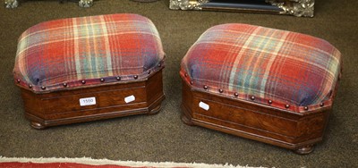 Lot 1550 - A Pair of Victorian Walnut Box Stools