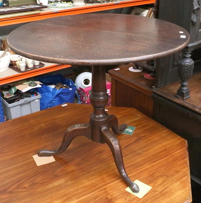 Lot 1498 - An 18th Century Oak Snap Top Tripod Table, on...