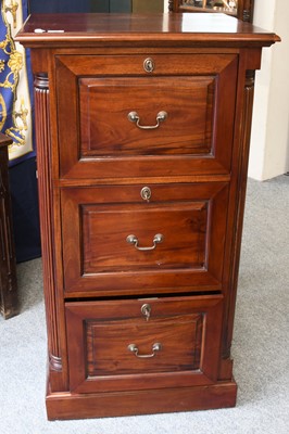 Lot 1427 - A Reproduction Three Drawer Mahogany Filing...