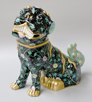 Lot 220 - A Herend Porcelain Siang Noir Foo Dog, by...