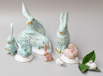 Lot 227 - A Collection of Herend Porcelain Rabbit Models,...