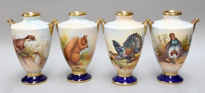 Lot 230 - Four Aynsley Porcelain Vases, each with gilt...