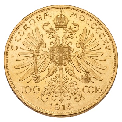 Lot 303 - Austria, 100 Corona 1915 Restrike, obv. bust...