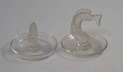 Lot 355 - Two Lalique pin dishes, with a squirrel and a fish