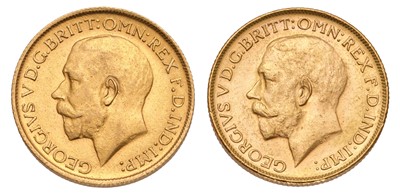 Lot 228 - 2x George V, Sovereigns, 1911C and 1914M; very...