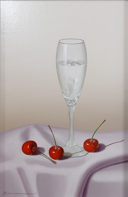 Lot 1214 - *Casas (b.1952) Spanish Still life of cherries...