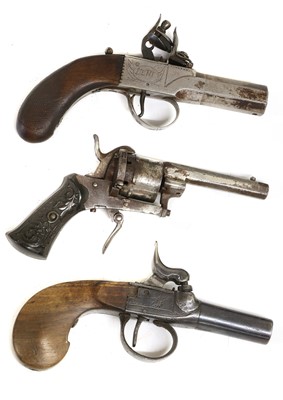 Lot 410 - A 19th Century Continental Flintlock Pocket...